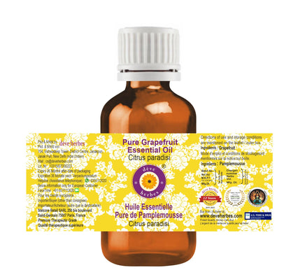 dèvre herbes Grapefruit Essential Oil (Citrus paradisi) Pure | Non-Sticky | Non-Greasy | Lightweight | Men & Women | All Skin Types | Steam Distilled 30ml (1 oz)