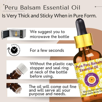 dève herbes Peru Balsam Essential Oil (Myroxylon pereirae) – 120ml with Glass Dropper | Pure & Steam Distilled
