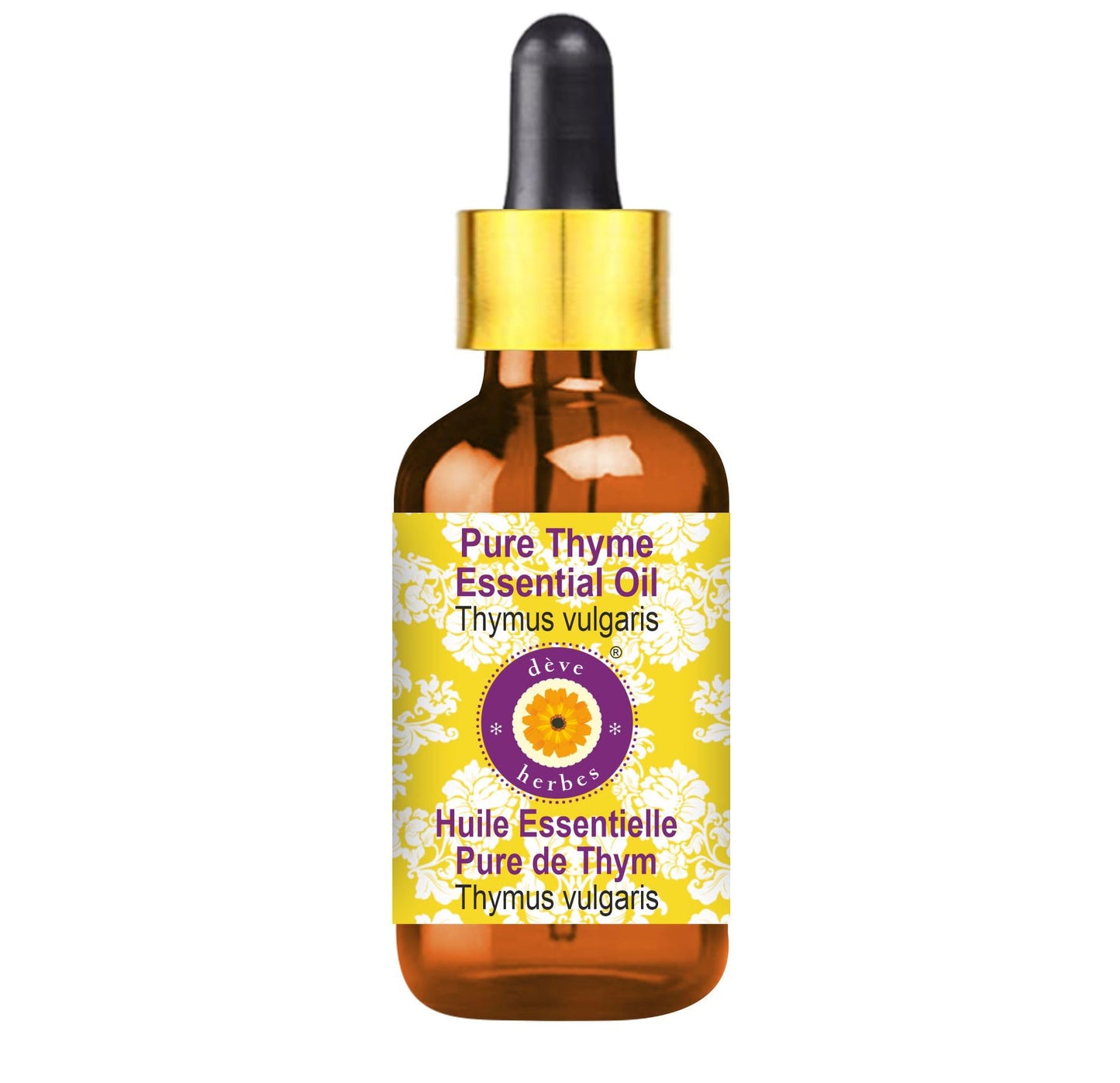 dève herbes Thyme Essential Oil (Thymus vulgaris) 100ml | Glass Dropper | Pure, Non-Greasy, Non-Sticky