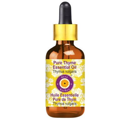 dève herbes Thyme Essential Oil (Thymus vulgaris) 100ml | Glass Dropper | Pure, Non-Greasy, Non-Sticky