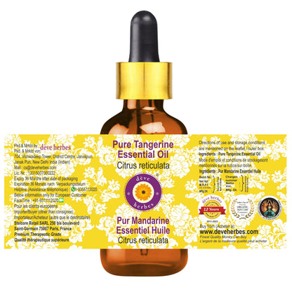dève herbes Pure Tangerine Essential Oil (Citrus reticulata) – Steam Distilled 15ml with Glass Dropper