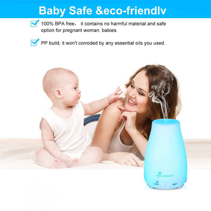 Diffuserlove 2 Pack 200ml Essential Oil Diffuser – Ultrasonic, 7-Color LED