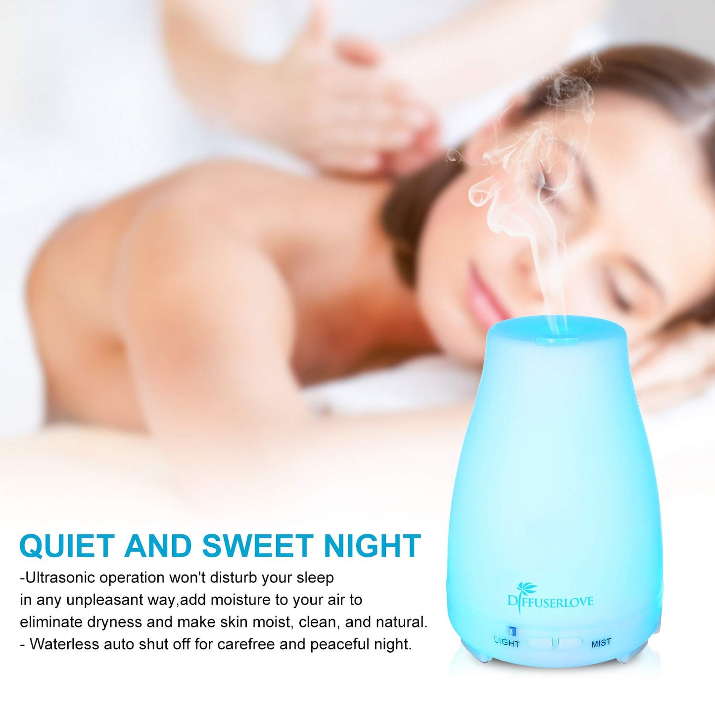 Diffuserlove 2 Pack 200ml Essential Oil Diffuser – Ultrasonic, 7-Color LED