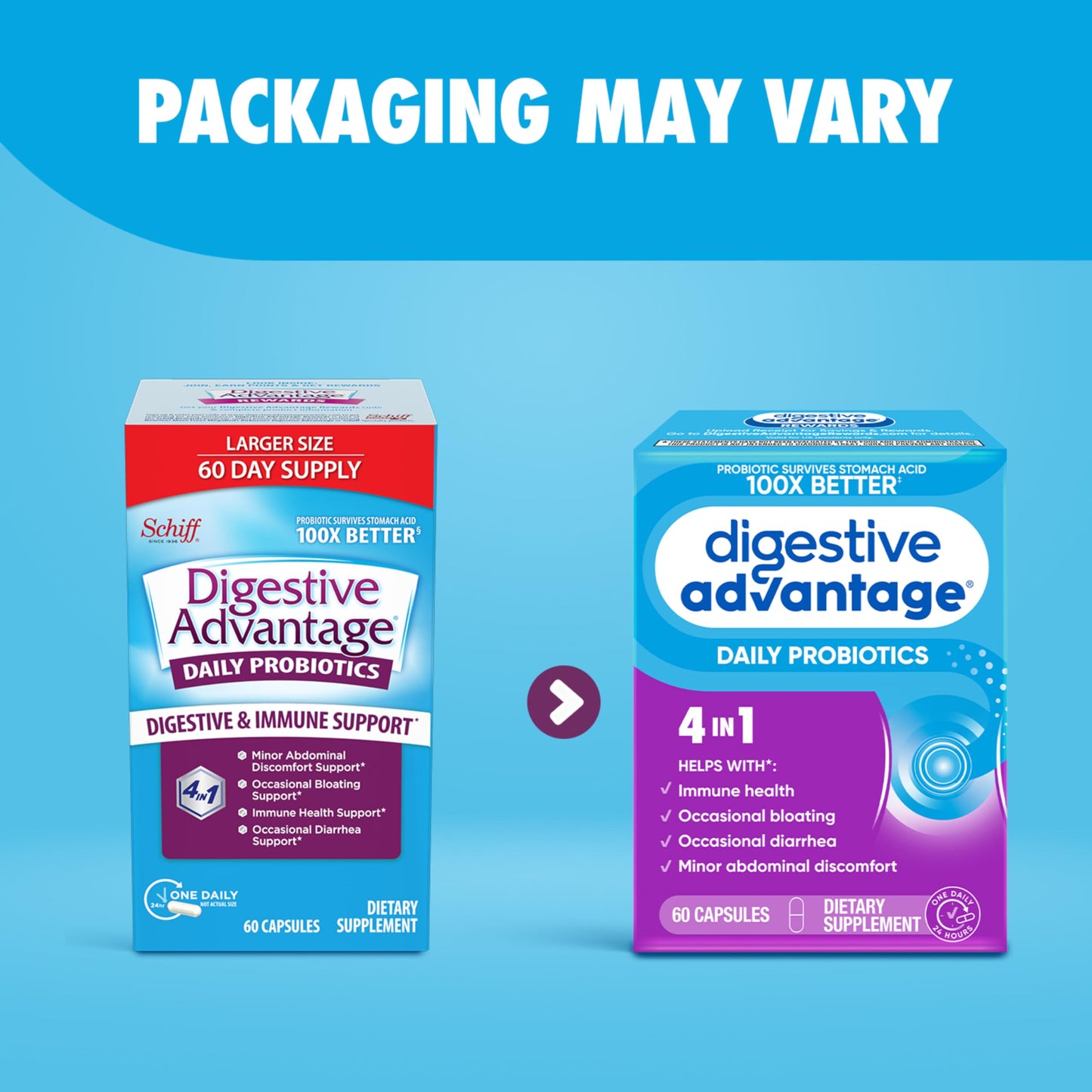 Digestive Advantage Probiotics – Daily Probiotics for Gut Health & Immune Support (60ct)