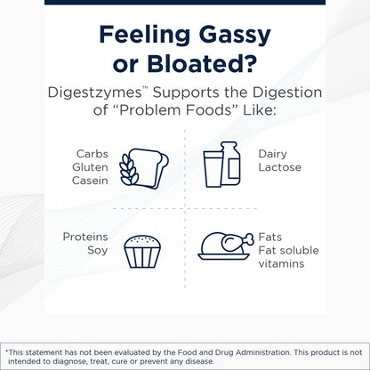 Digestzymes by Designs for Health – Digestive Enzymes + Betaine HCl for Gas & Bloating (60 Capsules)