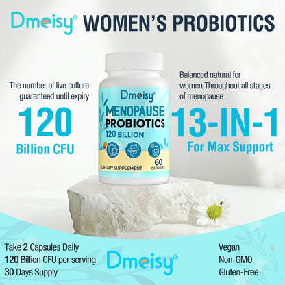 Dmeisy 120 Billion CFU Probiotic for Menopause Support – 120 Capsules
