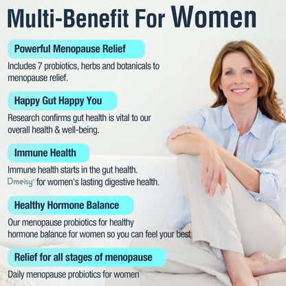 Dmeisy Menopause Probiotic 120B CFU - 13-in-1 Herbal Complex, 60 Capsules