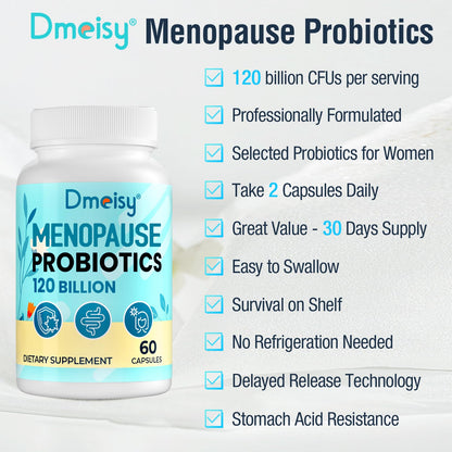 Dmeisy 120 Billion CFU Probiotic for Menopause Support – 120 Capsules