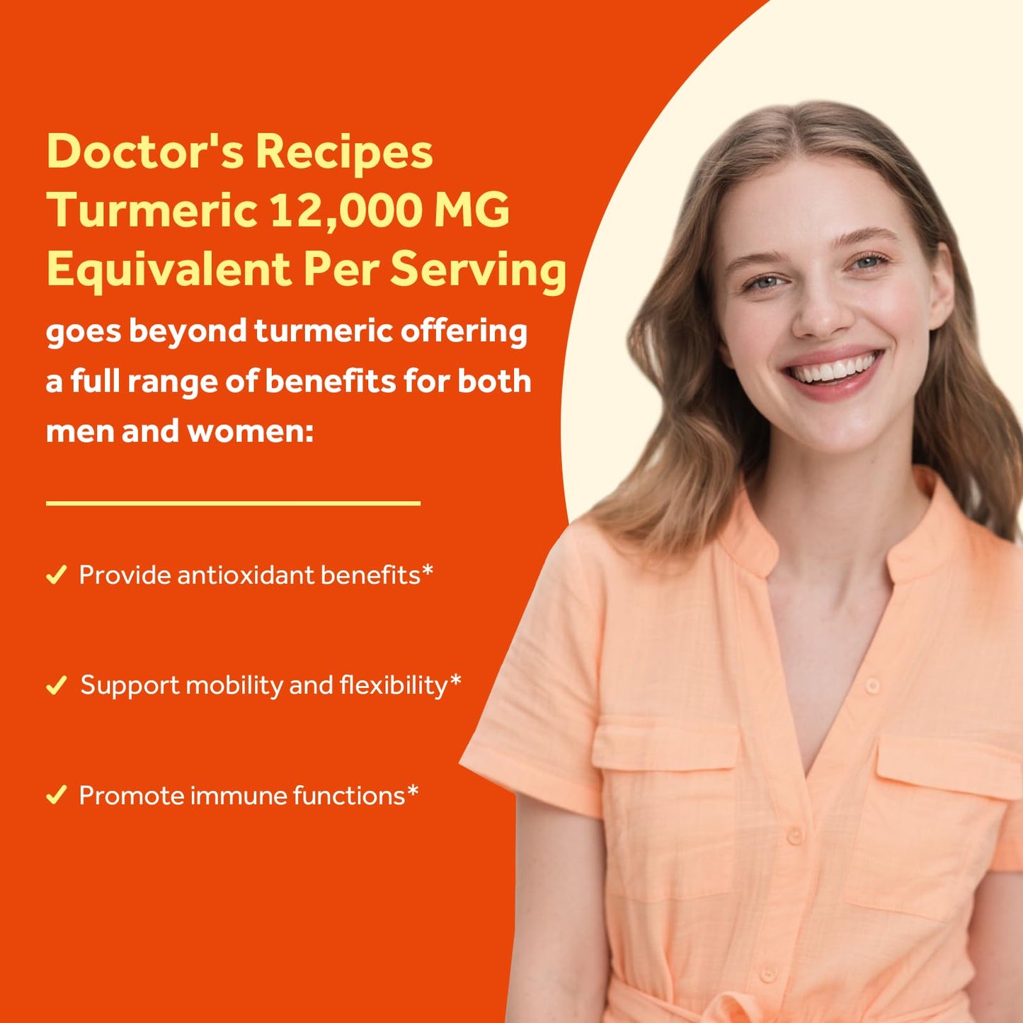 Doctor's Recipes Turmeric Curcumin 12000 mg | High Absorption 95% Curcuminoids | Vegan, Non-GMO, 180 Caps