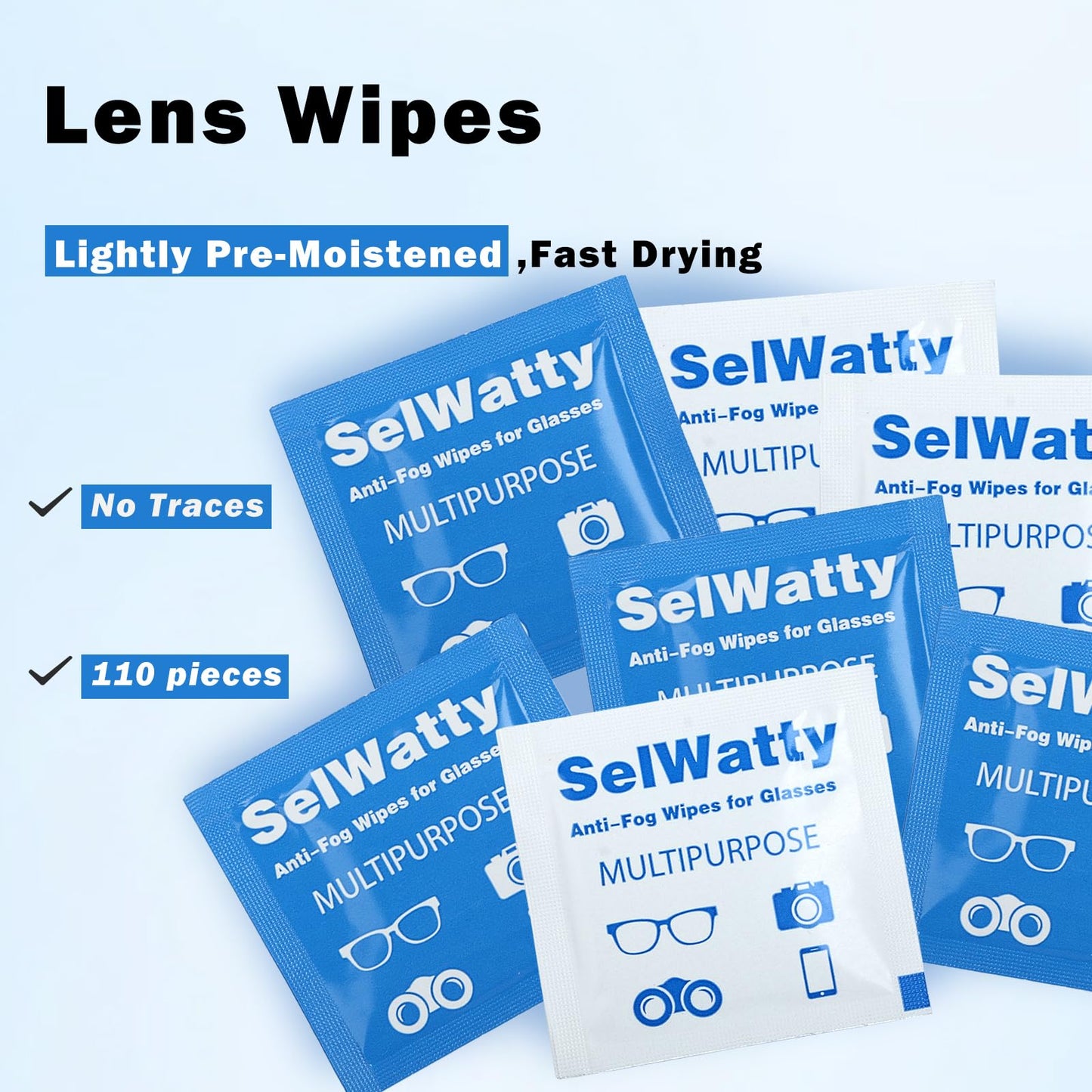 Domigard Lens Wipes for Eyeglasses – 110 Pack, Anti-Fog & Streak-Free