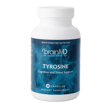 Dr Amen BrainMD Tyrosine - 120 Capsules for Focus, Clarity & Alertness - Gluten Free - 60 Servings