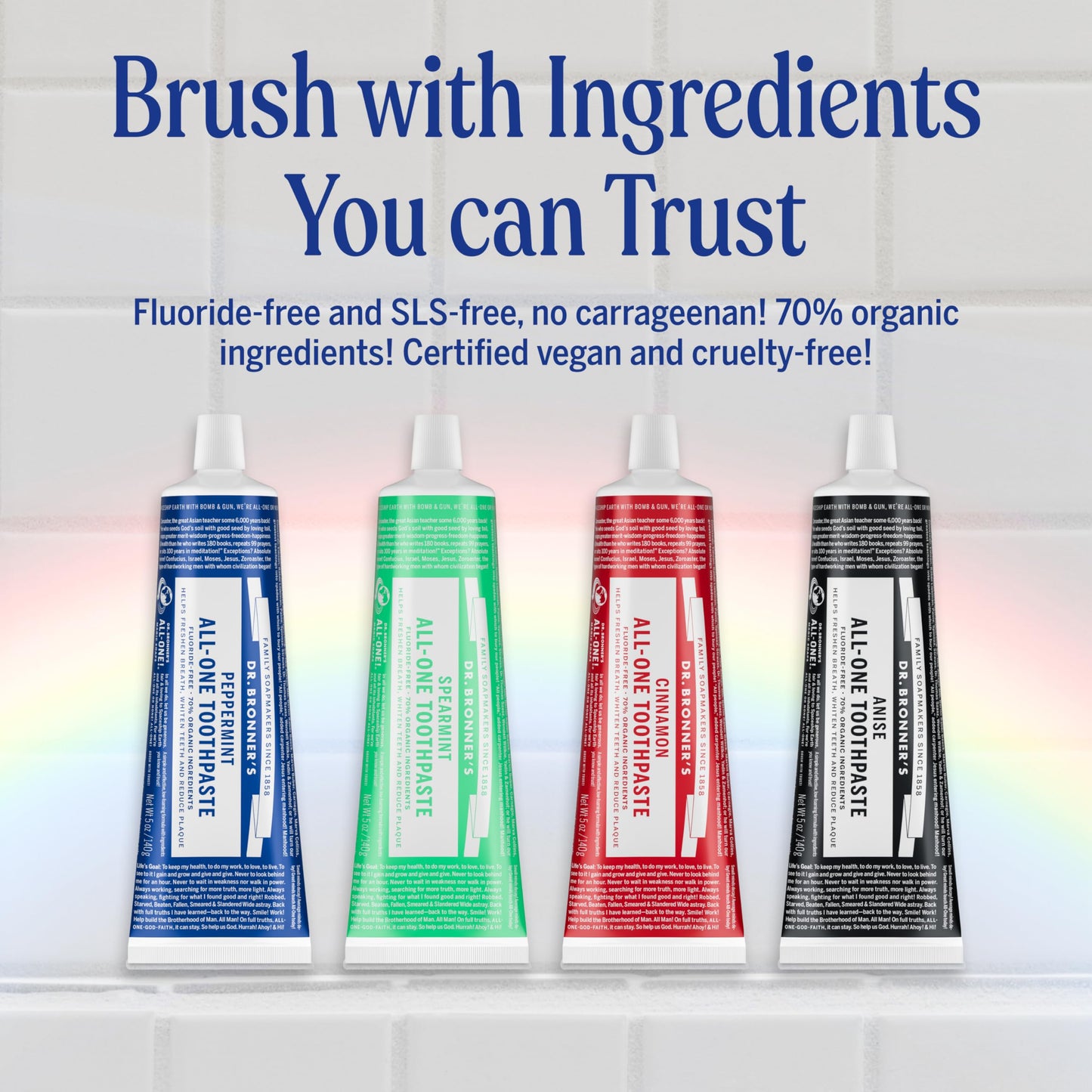 Dr. Bronner’s All-One Toothpaste – Cinnamon, 5 oz, 3-Pack | Fluoride-Free, 70% Organic & Natural