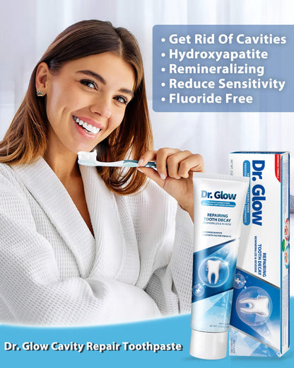 Dr. Glow Adult Cavity Repair Toothpaste – Hydroxyapatite Remineralization, Enamel Repair, 3.52oz x 2