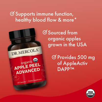 Dr. Mercola Organic Apple Peel Advanced - 30 Servings (30 Capsules) | Certified USDA Organic, Non-GMO
