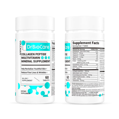 DrBioCare Collagen Peptides for Women – Beauty Vitamin & Mineral Supplement, 120 Tablets