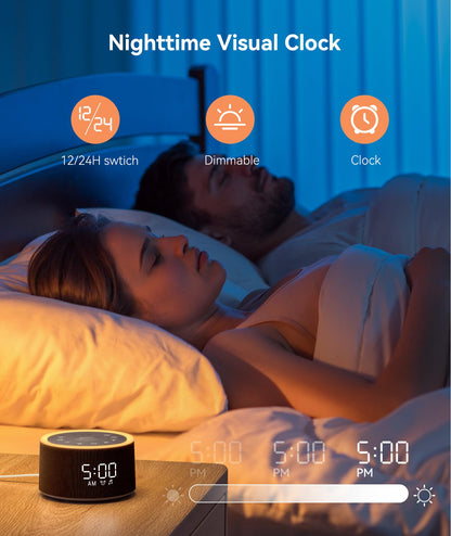 Dreamegg D1+ Sound Machine & Alarm Clock – 29 Soothing Sounds, Dimmable Night Light, Gentle Wake