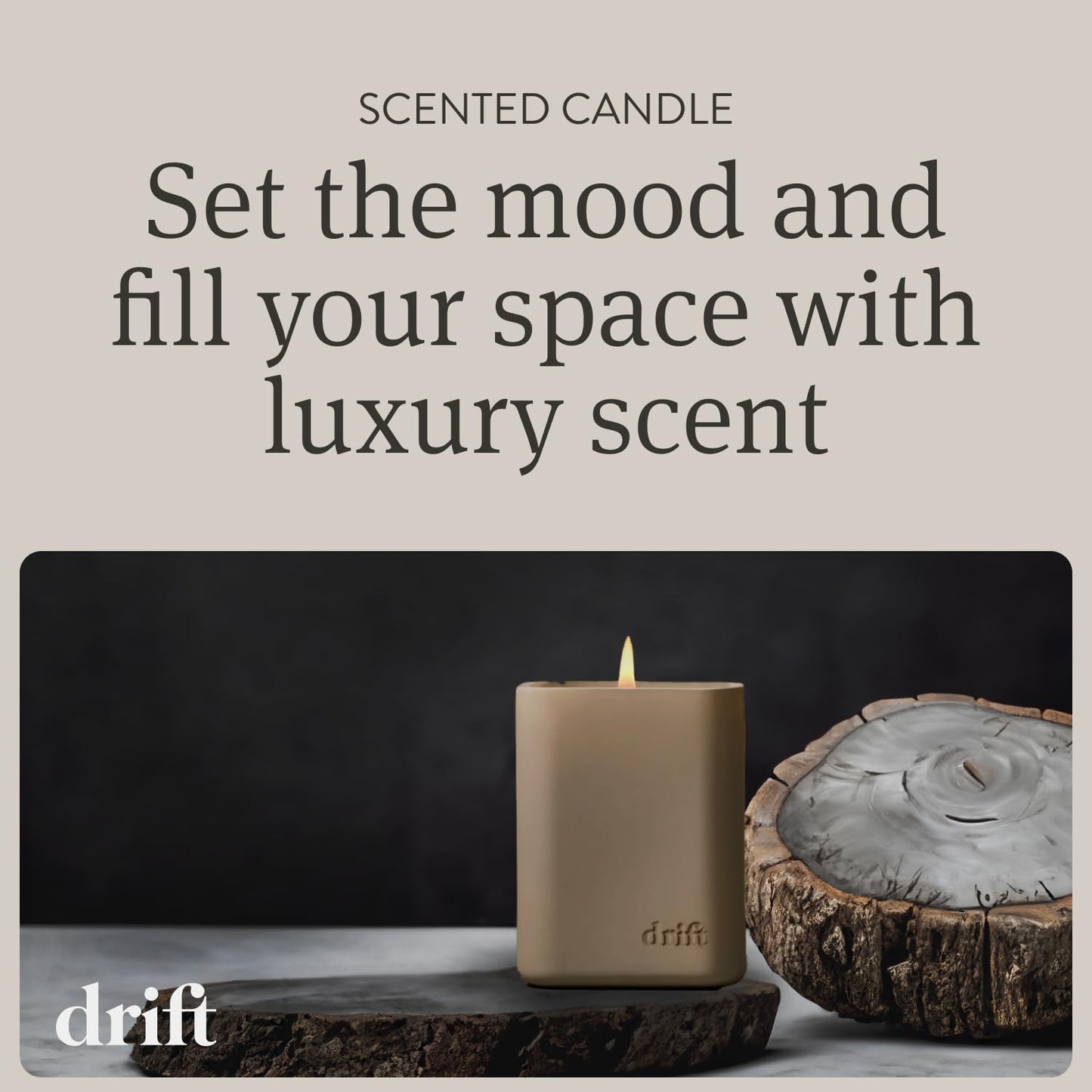 Drift Teak Scented Candle - 10.5 oz, 60 Day Burn Time