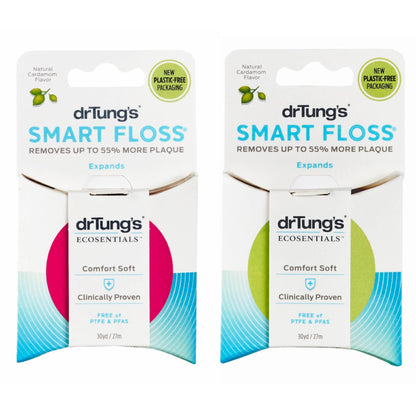 DrTung's Smart Floss – Natural Expanding Floss, Cardamom Flavor, BPA/PTFE/PFAS Free (Pack of 2)