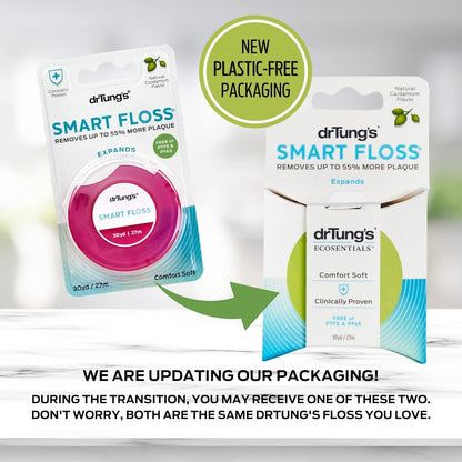 DrTung's Smart Floss - Natural Expanding Floss | Cardamom Flavor | BPA Free | Pack of 3