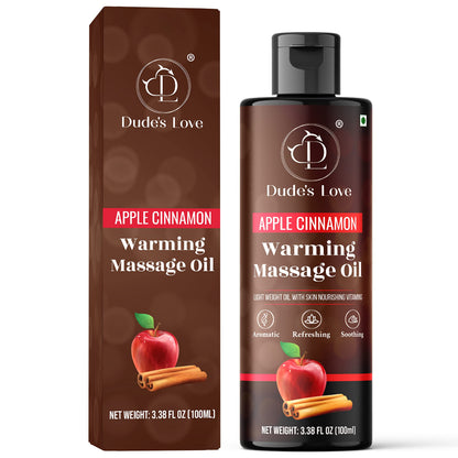 Dude's Love Apple Cinnamon Warming Massage Oil - Organic, Vegan, 3.38 oz