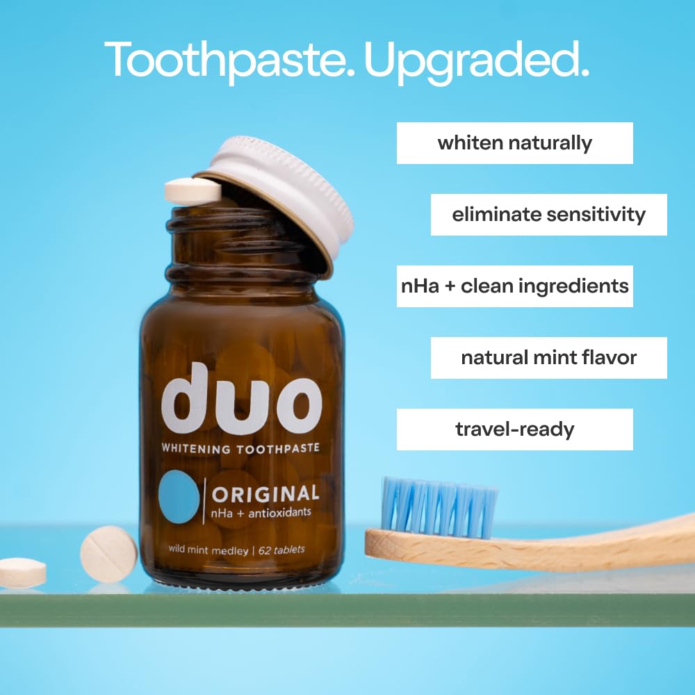 Duo Toothpaste Tablets | Nano-Hydroxyapatite Whitening, Remineralize & Sensitivity Relief | Dentist Created | Sustainable & Plastic Free