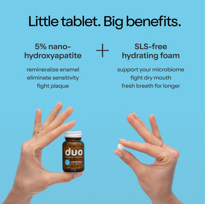 Duo Toothpaste Tablets | Nano-Hydroxyapatite Whitening, Remineralize & Sensitivity Relief | Dentist Created | Sustainable & Plastic Free
