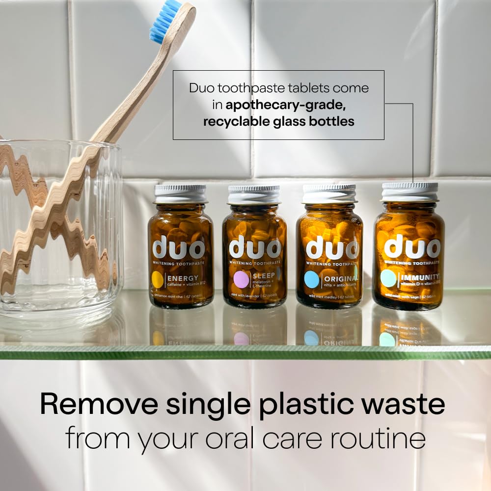 Duo Toothpaste Tablets | Nano-Hydroxyapatite Whitening, Remineralize & Sensitivity Relief | Dentist Created | Sustainable & Plastic Free