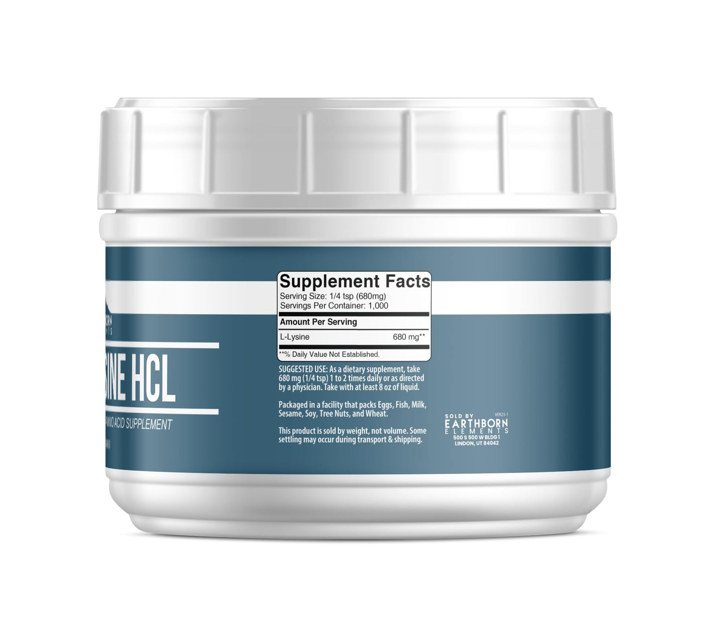 Earthborn Elements Lysine HCL Powder 1.5 lb – Pure Lysine HCl, No Fillers