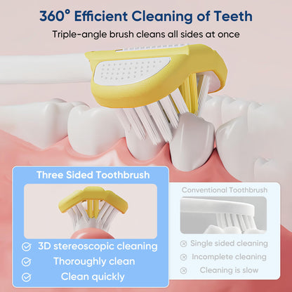 EASICUTI 3-Sided Toddler Toothbrush – Patent Design, Soft 12 Months+ Baby Toothbrush (4-Pack)