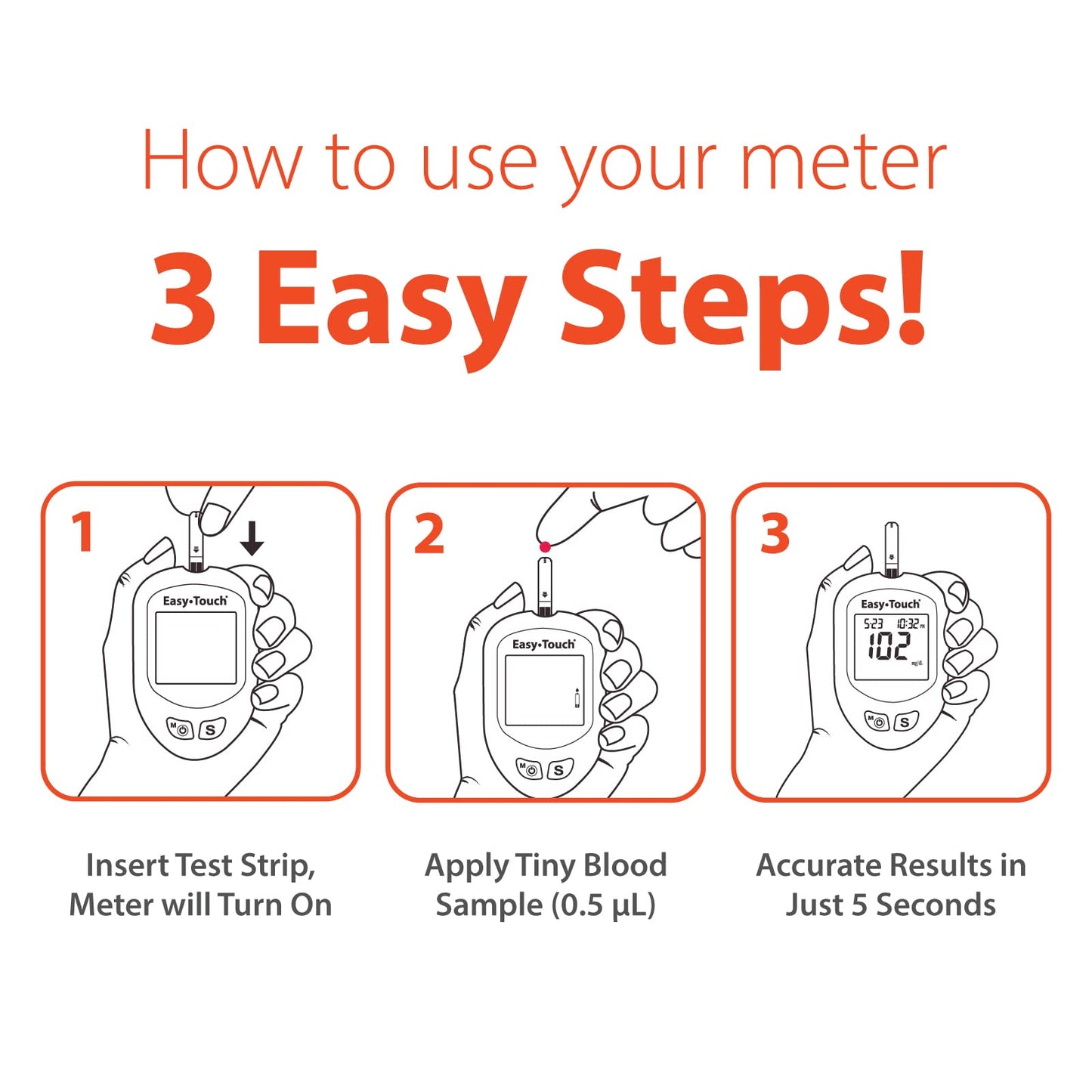 Easy Touch Glucose Test Strips – 100 Count (2 x 50) for Home Monitoring