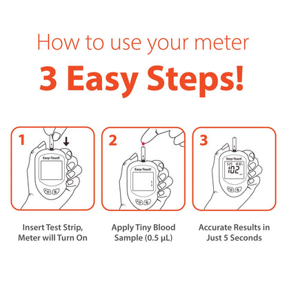 Easy Touch Glucose Test Strips – 100 Count (2 x 50) for Home Monitoring