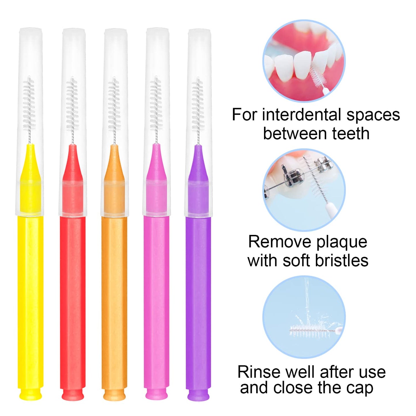 EasyHonor Braces Brush 75pcs – Interdental Toothpick Flosser (5 Warm Colors)