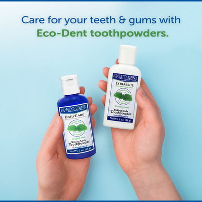 Eco-Dent DailyCare Baking Soda Tooth Powder – Mint, Fluoride-Free, SLS-Free, 2 oz Each (Pack of 6)