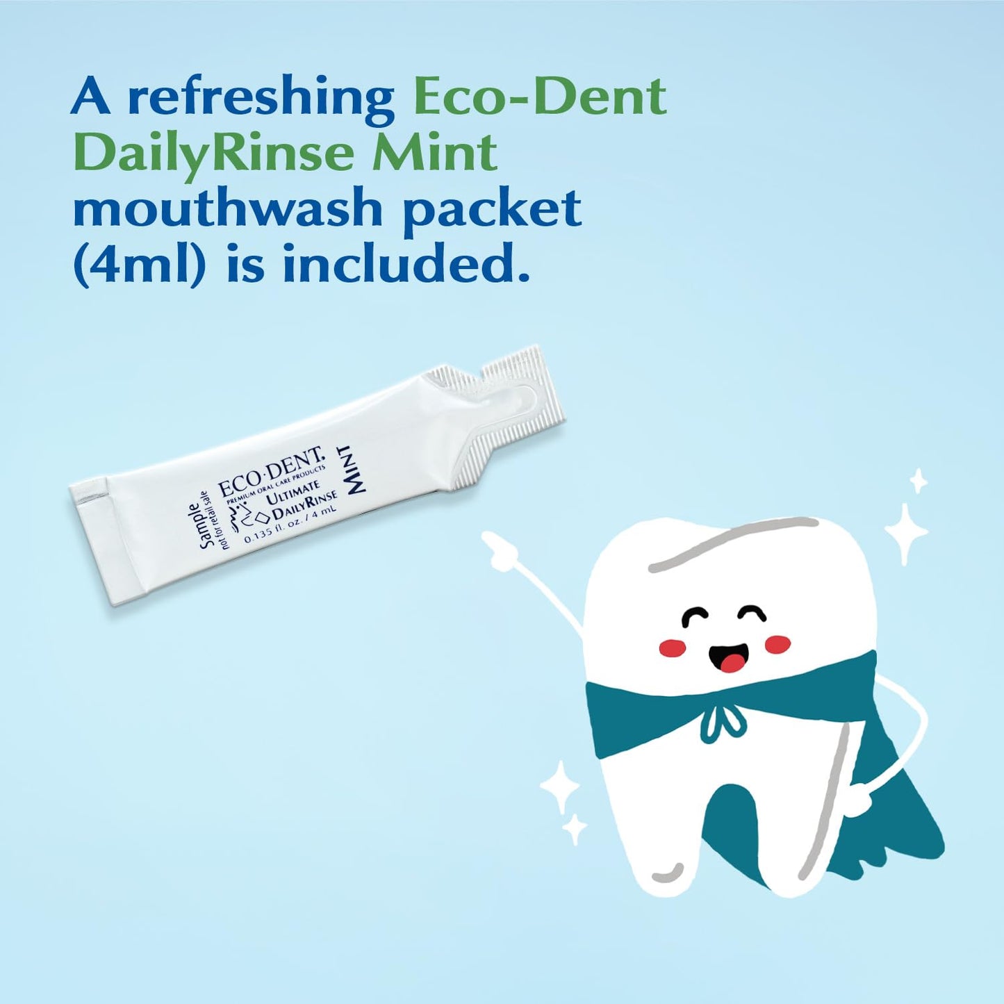 Eco-Dent GentleFloss Dental Floss – Waxed Mint, 100 Yds + DailyRinse Pack