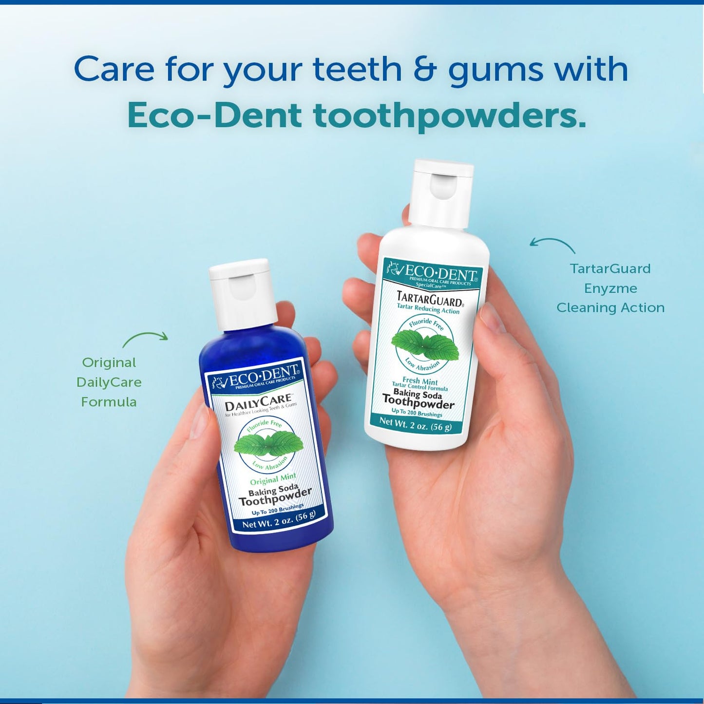 Eco-Dent TartarGuard Toothpowder with DailyRinse – Enzyme Cleaning, SLS-Free, Fluoride-Free