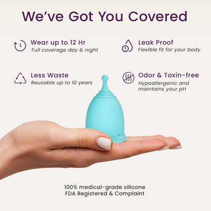 EcoBlossom Reusable Menstrual Cup & Case | Medical-Grade Silicone, 12-Hour Comfort (Pack of 2, Small/Large)