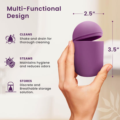 EcoBlossom Reusable Menstrual Cup & Case | Medical-Grade Silicone, 12-Hour Comfort (Pack of 2, Small/Large)
