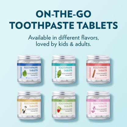 EcoFam Toothpaste Tablets Bubblegum for Kids – Nano Hydroxyapatite, Fluoride Free, 90 Tabs
