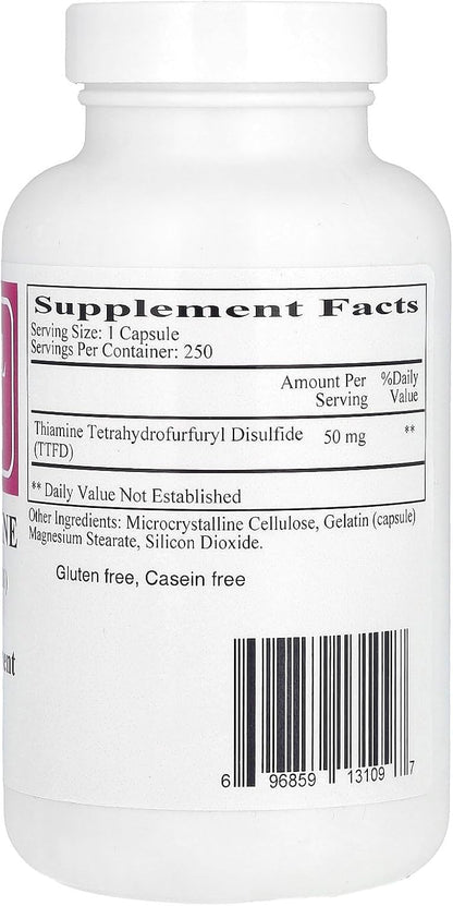Ecological Formulas Allithiamine Vitamin B1 Capsule, 50 mg, 250 Count
