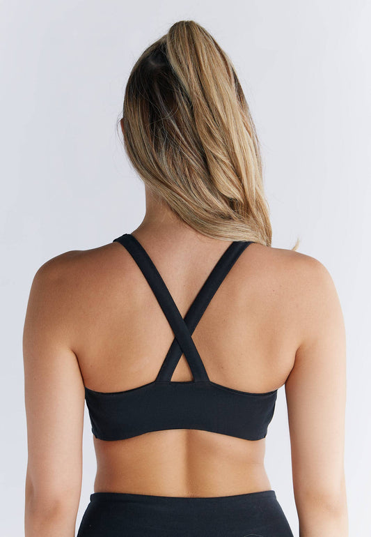 Organic Cotton & Recycled Elastane Padded V-neck Sports Bra
