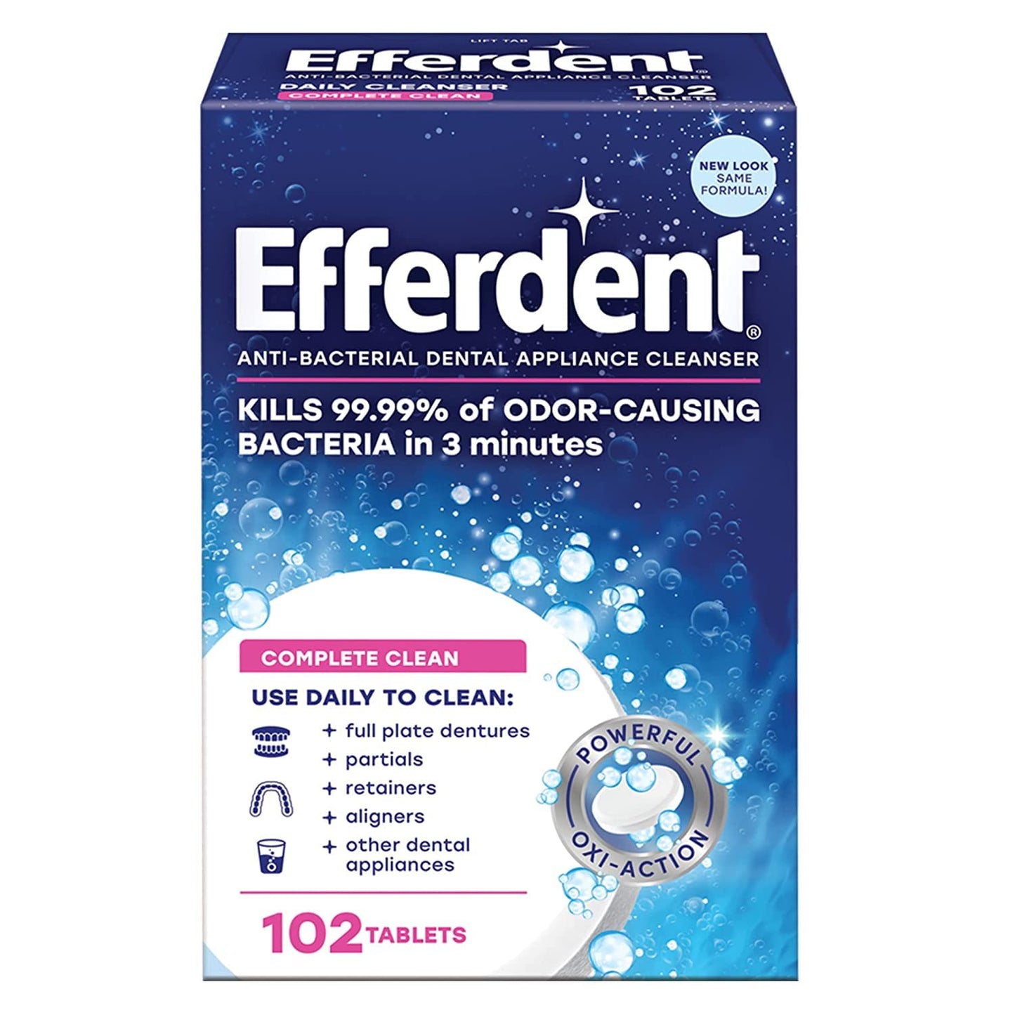 Efferdent Denture Cleanser Tablets – Complete Clean, 102 Tablets