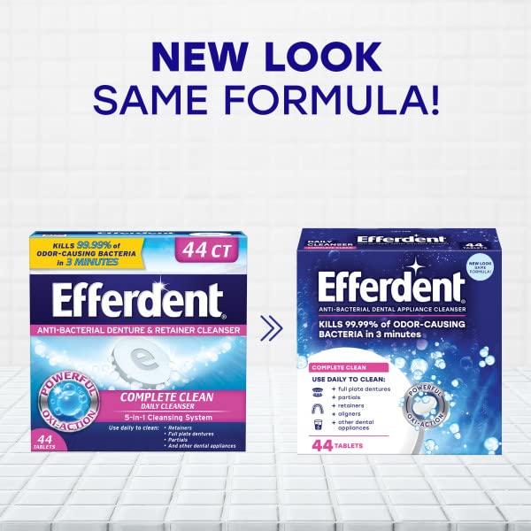 Efferdent Denture Cleanser Tablets - 44 Count Pack of 2 | Retainer & Dental Appliance Cleaner