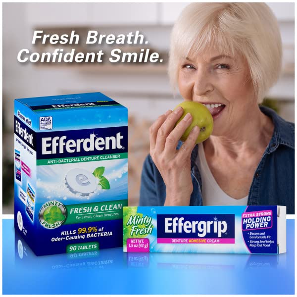 Effergrip Denture Adhesive Cream – Extra Strong Holding Power, Zinc-Free, 2.5 oz (Pack of 3)