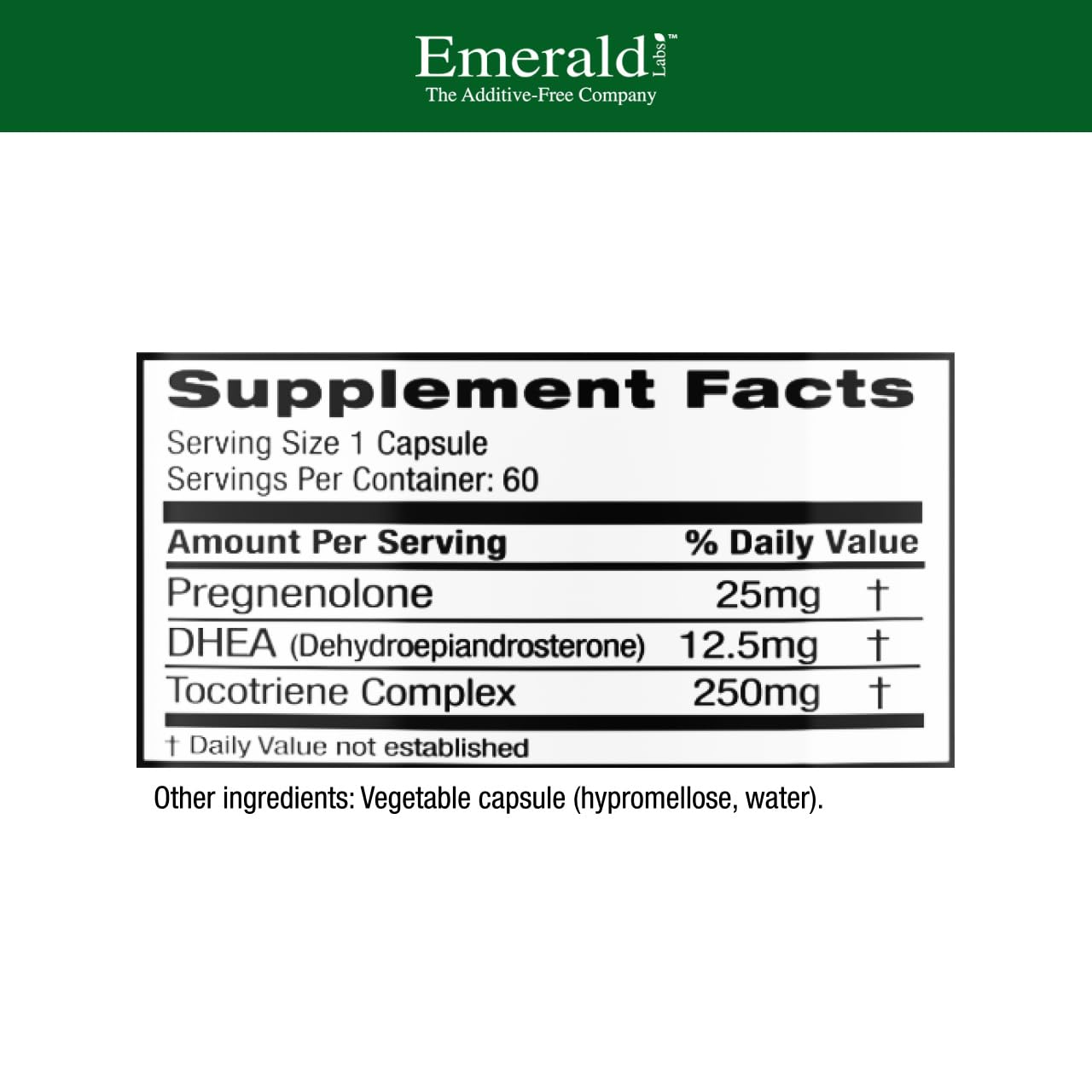 EMERALD LABS Pregnenolone 50mg + DHEA 25mg – 60 Veg Capsules (30-Day) | Brain Health, Immunity & Hormone Support | Gluten-Free