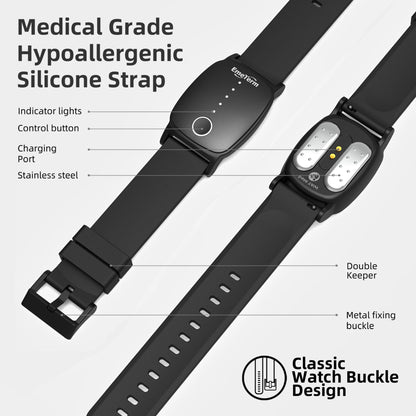 EmeTerm Explore FDA-Cleared Anti-Nausea Wristband | IP67 Waterproof, Rechargeable, Drug-Free Morning Motion Sickness Relief — Galaxy Black