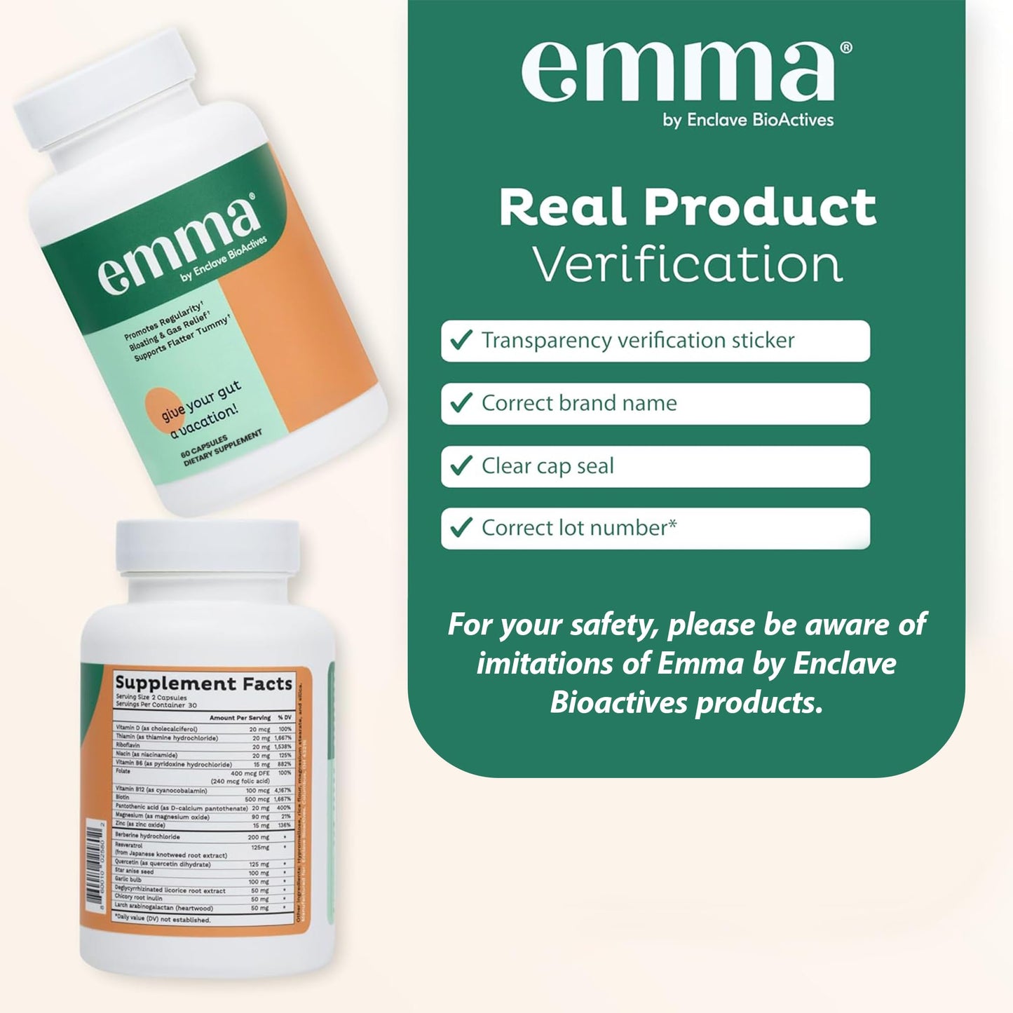 Emma Gut Health 2 Pack – Gas & Bloating Relief, Digestive Support, Leaky Gut Repair