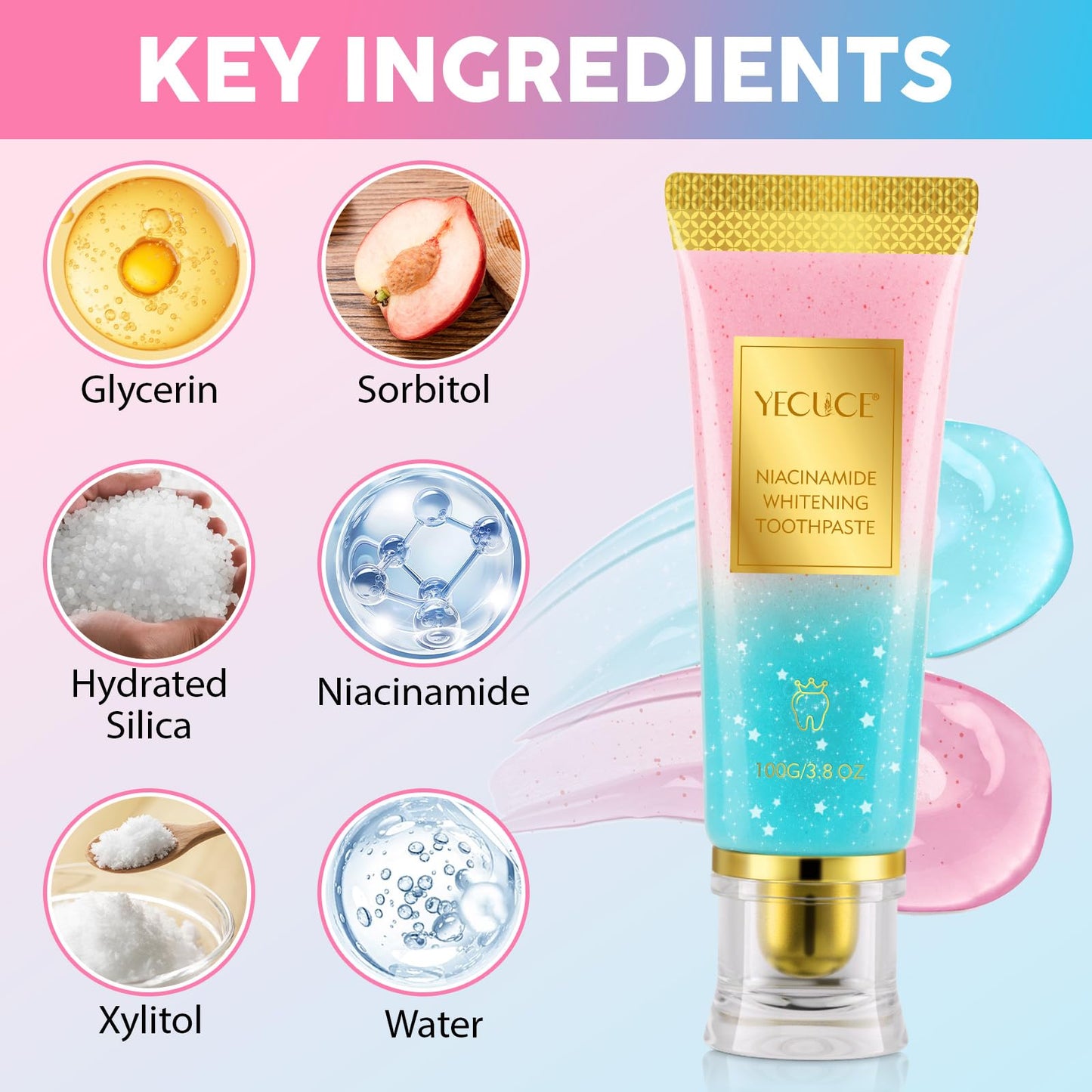 2 Pcs Niacinamide Whitening Toothpaste - Enamel Protection, Fluoride-Free, For Sensitive Teeth