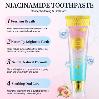 Niacinamide Whitening Toothpaste 2 Pack – Enamel Safe, Fresh Mint & Peach