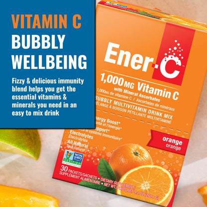 Ener-C Orange Multivitamin Drink Mix – Vitamin C 1000mg, Electrolytes, 30 Count