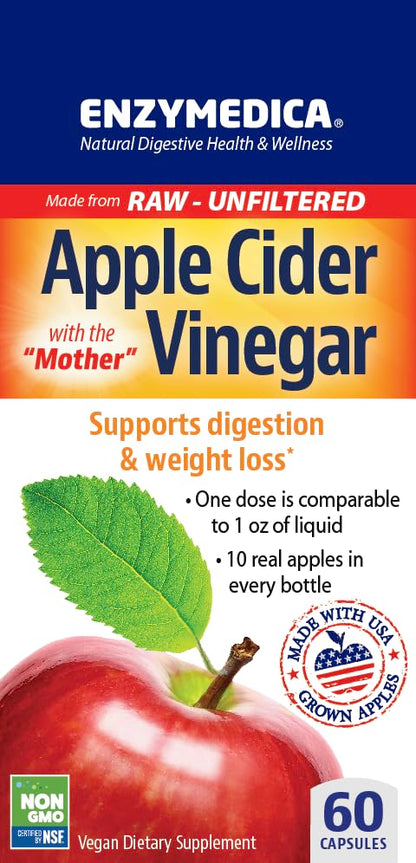 Enzymedica Apple Cider Vinegar - Weight & Digestive Support, 60 Count